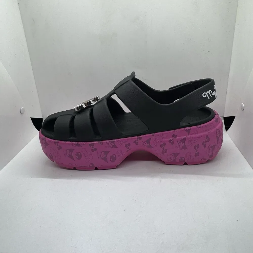 Crocs MY MELODY KUROMI STOMP SANDAL Womens 10 Sanrio Black Pink Purple